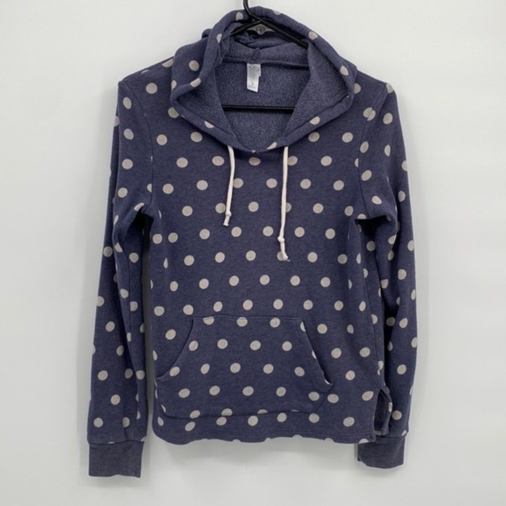 Alternative Blue Polka Dot Pullover Hoodie Sweatshirt Pocket Small Women’s